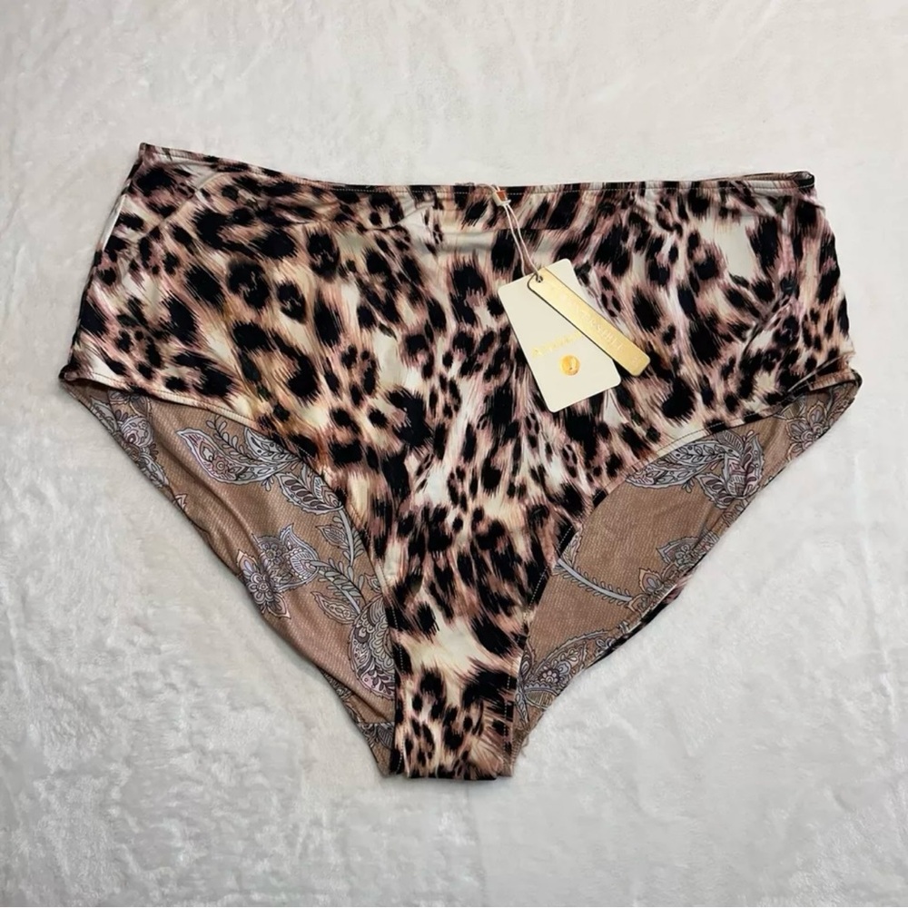 Artesands Bikini Bottoms Sz 16 Animal Print Reversible Bottom Paisley New